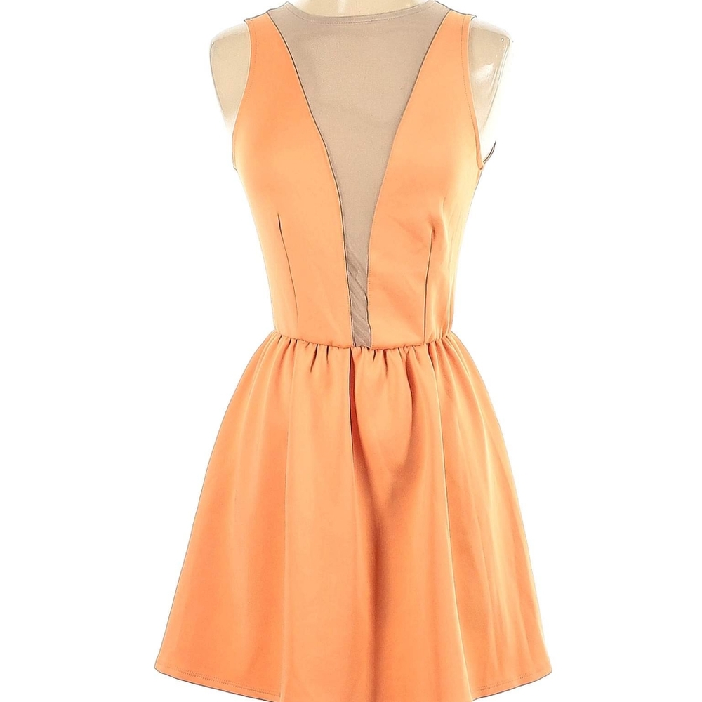 Orange v neck party dress